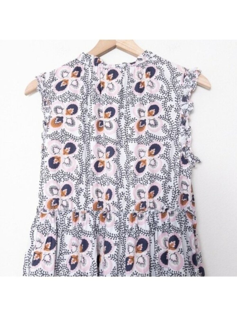 Figue Lily Cara Dress S Bohemian Cotton Cottagecore Floral Bib Ruffle - Picture 11 of 12